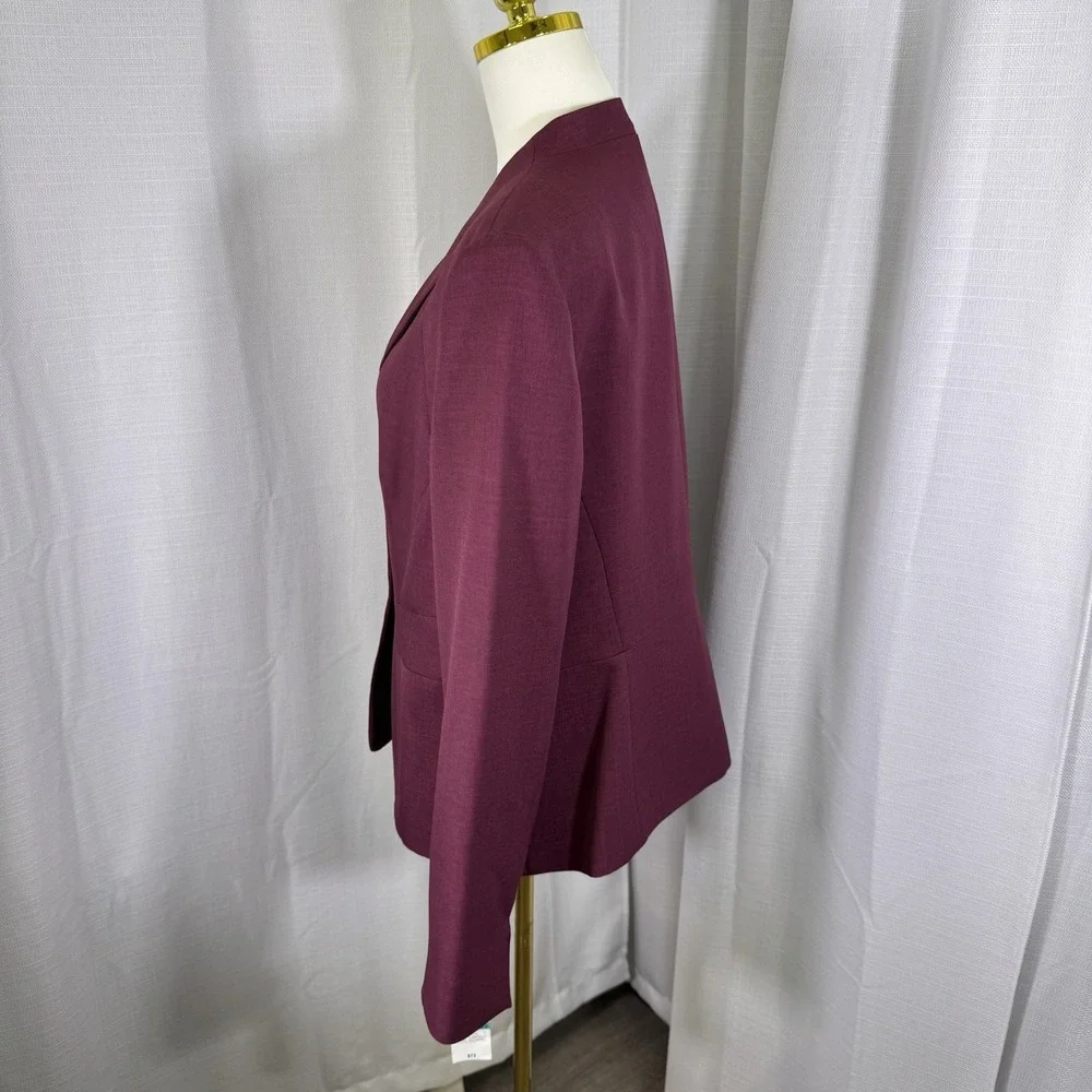 NEW Black Label Evan Picone Womens Sz 16 Burgundy Blazer Button Lined Preppy $72